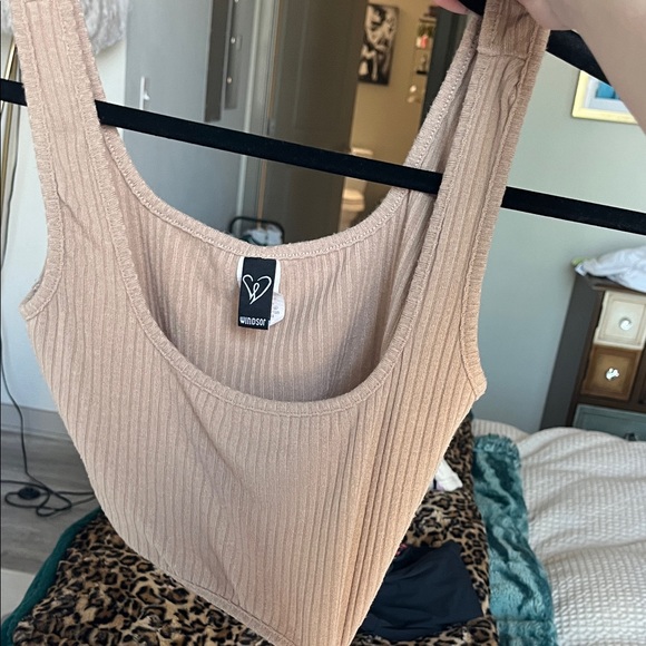 Tan Ribbed mid Dress - Picture 2 of 3